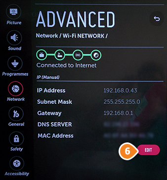How to set up Smart DNS on LG TV: Step 5