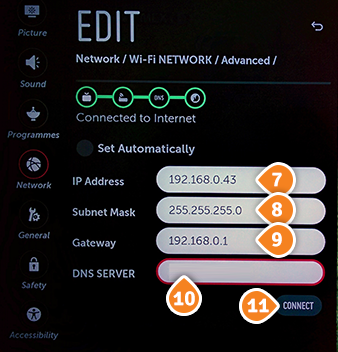 How to set up Smart DNS on LG TV: Step 6