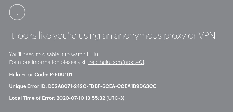 Hulu Proxy Error
