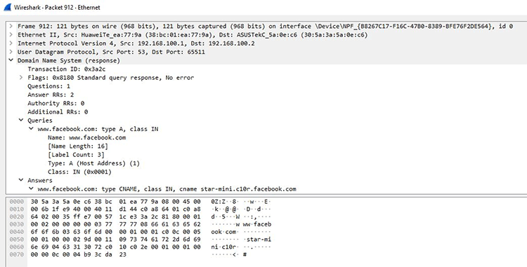 Wireshark DNS Query